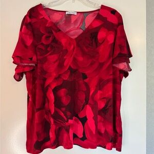 Calvin Klein Red Floral Women's Blouse